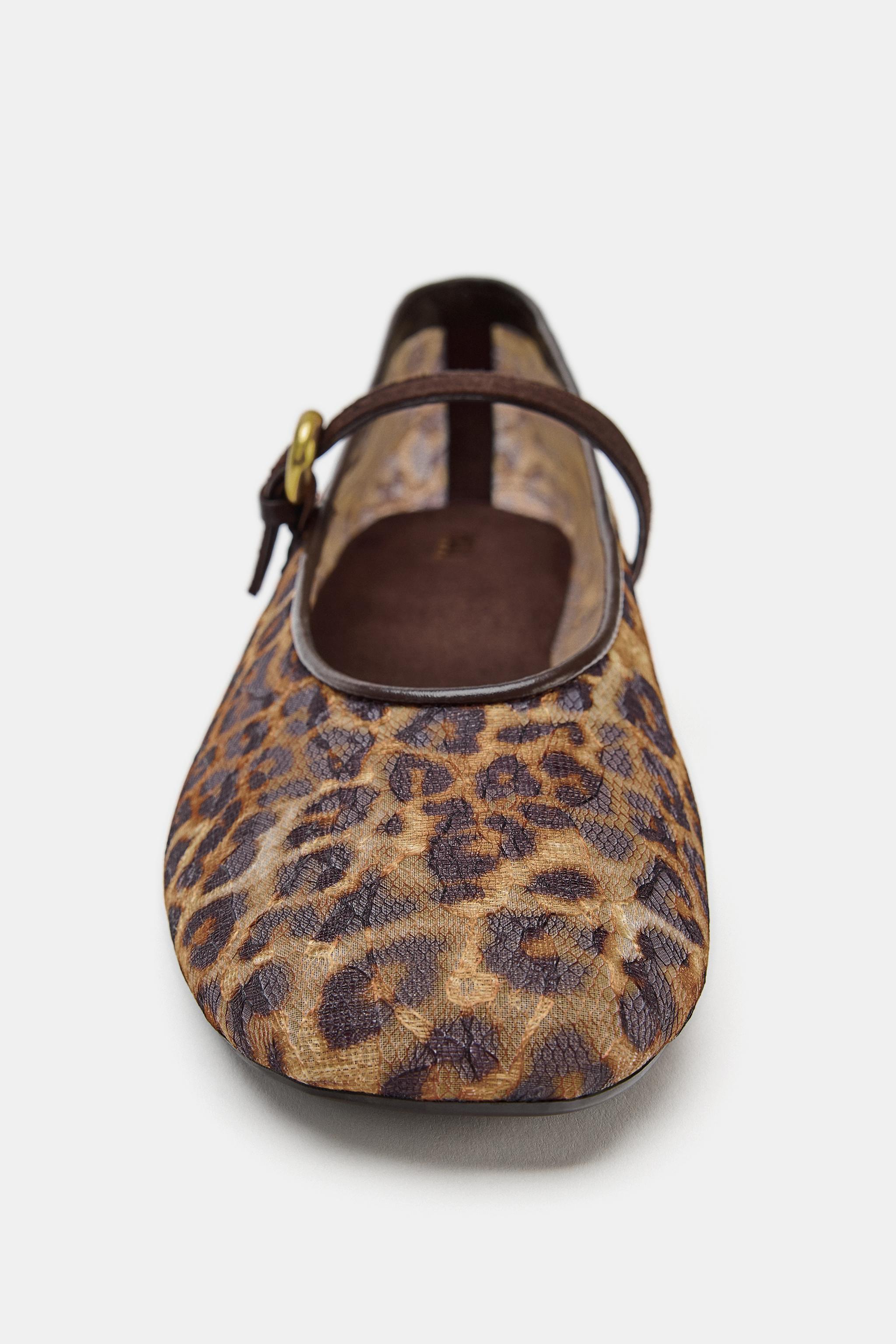 ANIMAL PRINT MESH BALLET FLATS