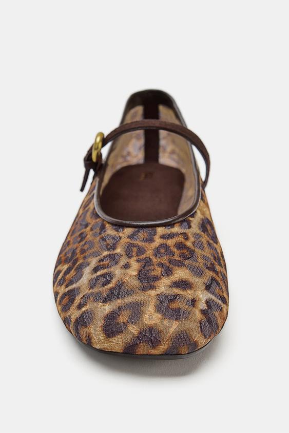 PRINTED MESH BALLET FLATS - Leopard by Zara - Image 3