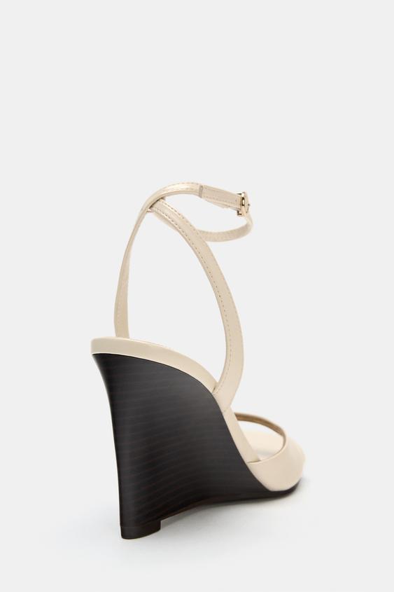 SANDALES À TALONS COMPENSÉS - Blanc écru de Zara - Image 4