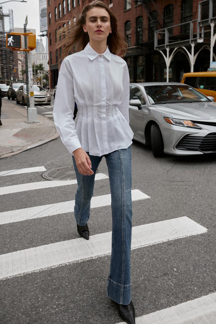CHEMISE EN POPELINE À PLIS