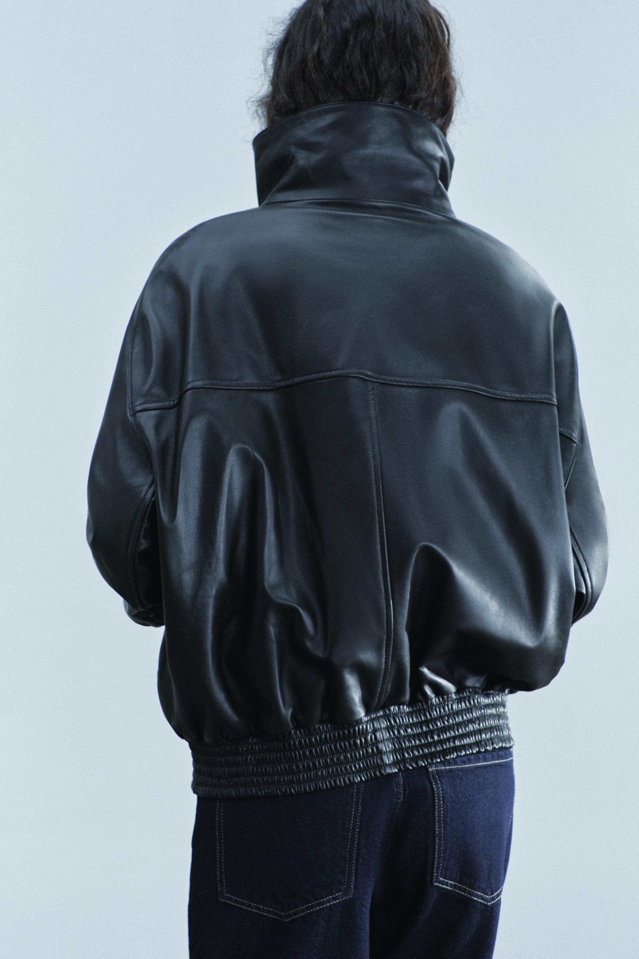 100% LEATHER ZIP-UP JACKET ZW COLLECTION