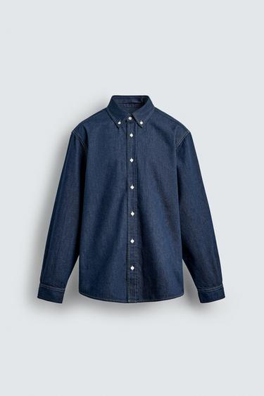 COTTON - CASHMERE DENIM SHIRT - Blue by Zara