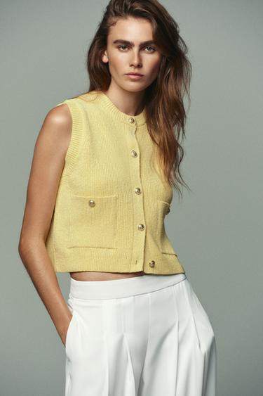 PLAIN KNIT TOP - Yellow by Zara - Image 1