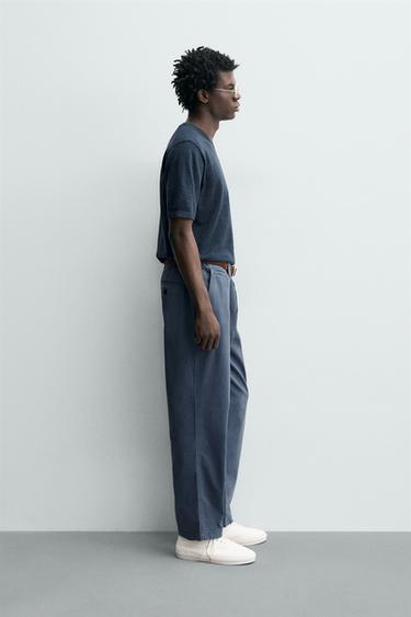 PANTALON CHINO STRAIGHT FIT DÉLAVÉ - Bleu de Zara - Image 3