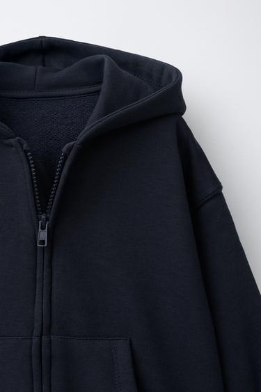 سويت شيرت بسحاب وغطاء رأس - بحري الخاص بـ Zara