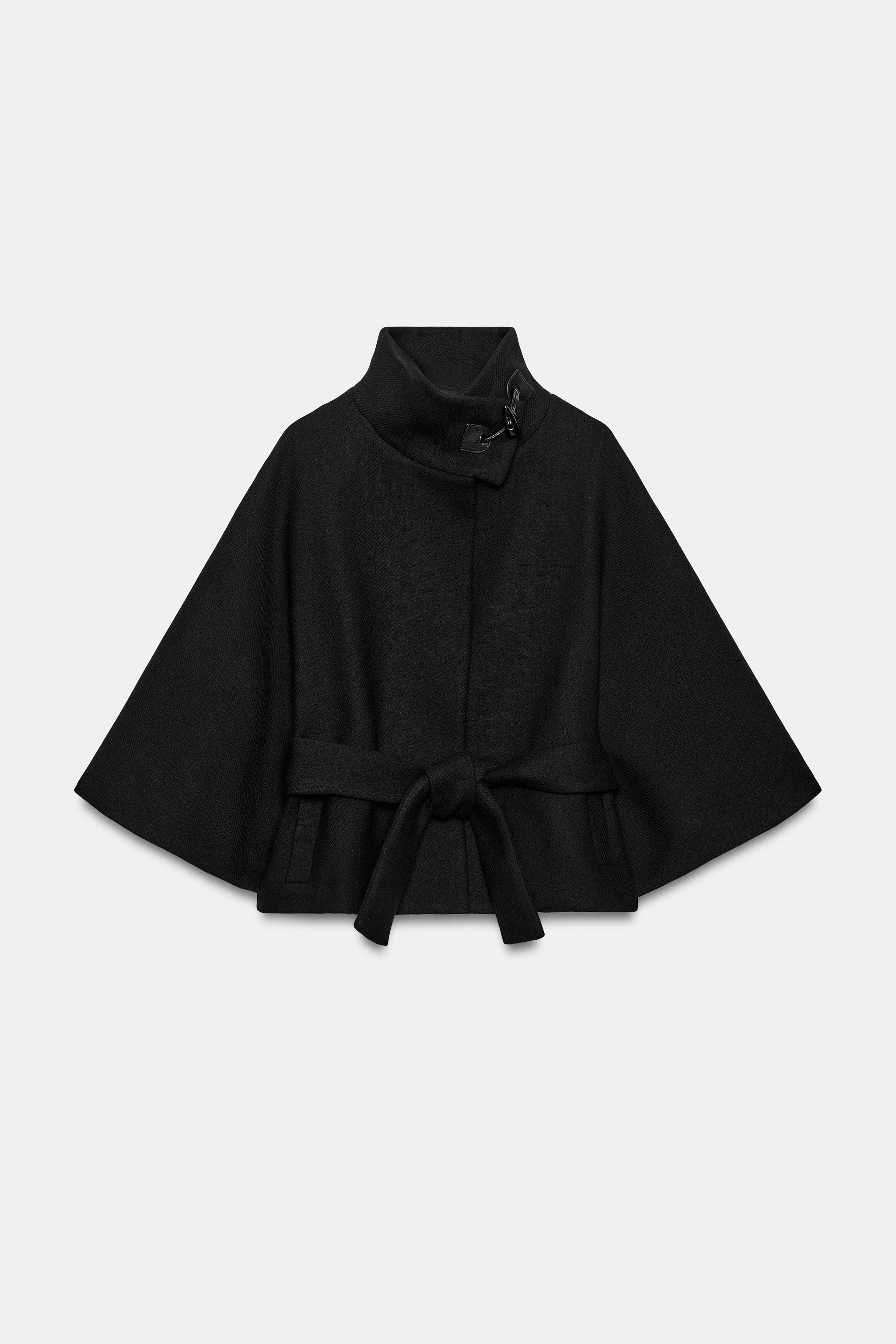 WOOL CAPE COAT WITH BELT