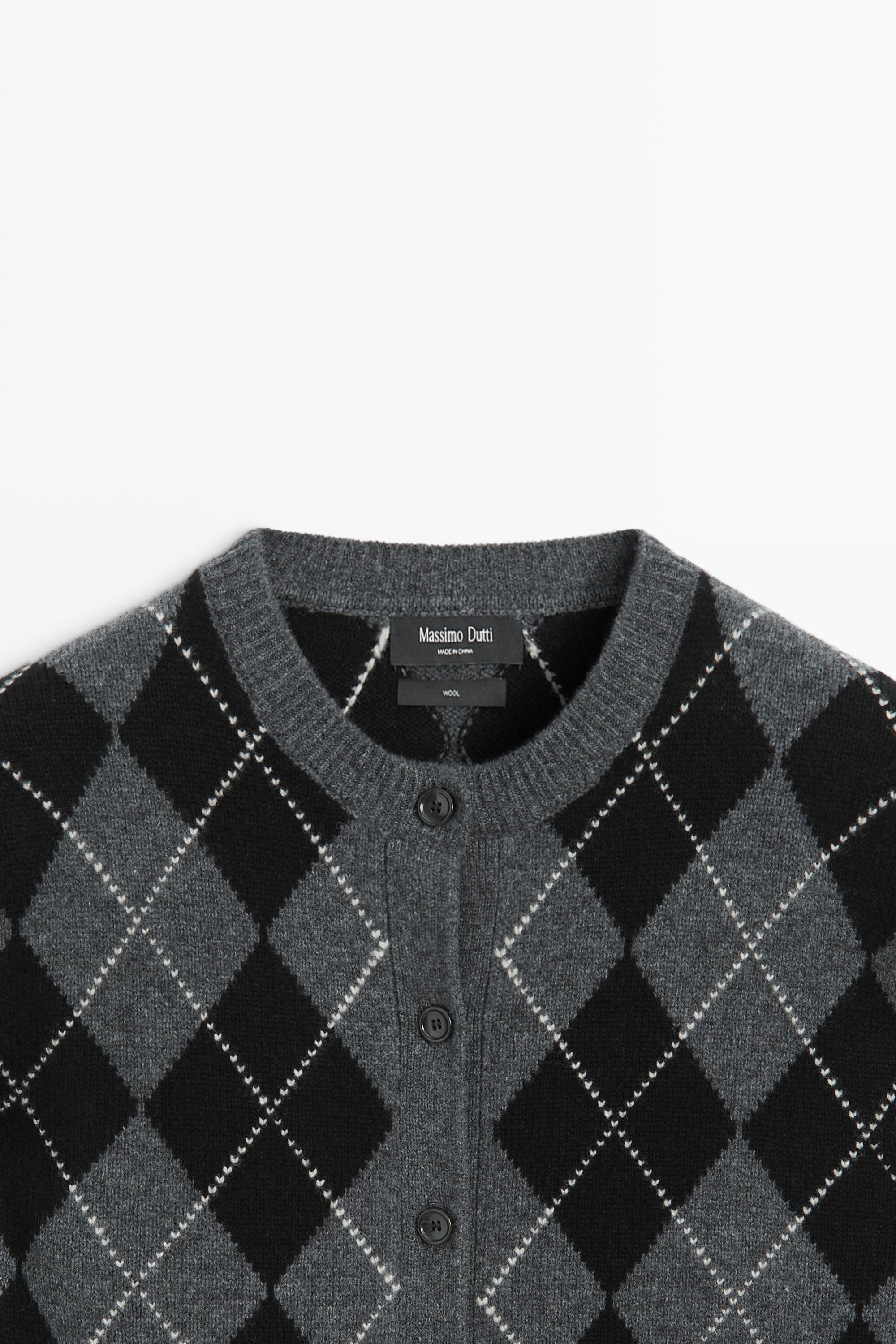 Cardigan en maille losanges 100 % laine