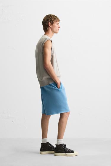 WASHED RELAXED FIT JOGGER BERMUDA SHORTS - Faded blue by Zara - Image 3