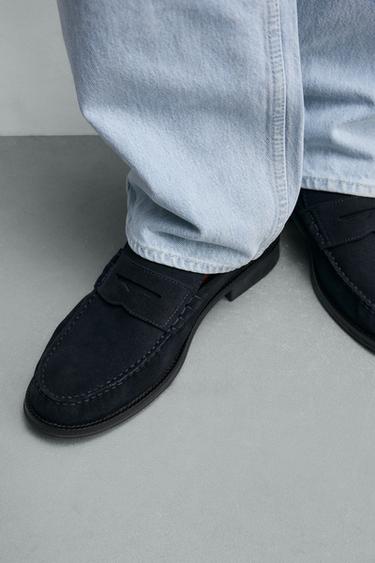 LEATHER PENNY LOAFERS - Blue by Zara - Image 2