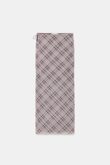 Zara 格紋網紗半身裙 - 淡紫色 - 圖片 0