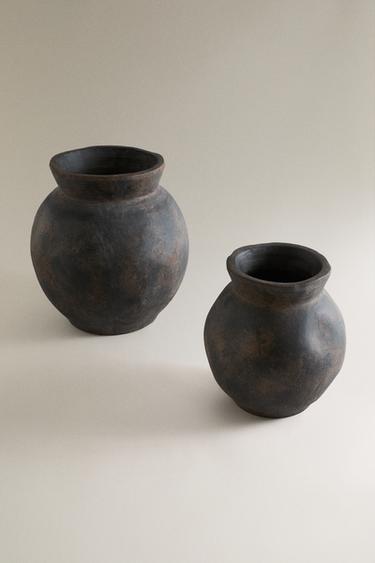 VASO DECORATIVO IN CERAMICA OVALE - Marrone di Zara - Immagine 0