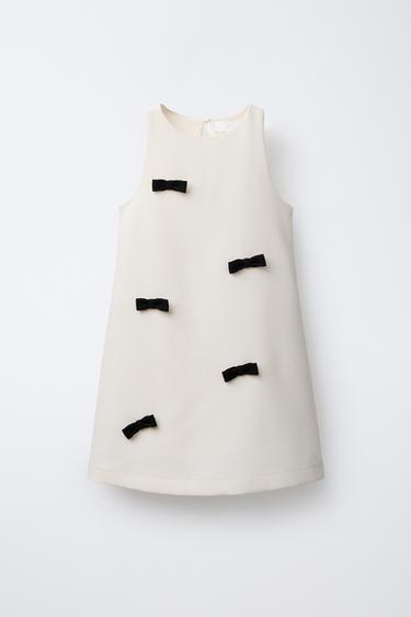 ROBE-SALOPETTE NŒUDS CONTRASTÉS - Écru de Zara