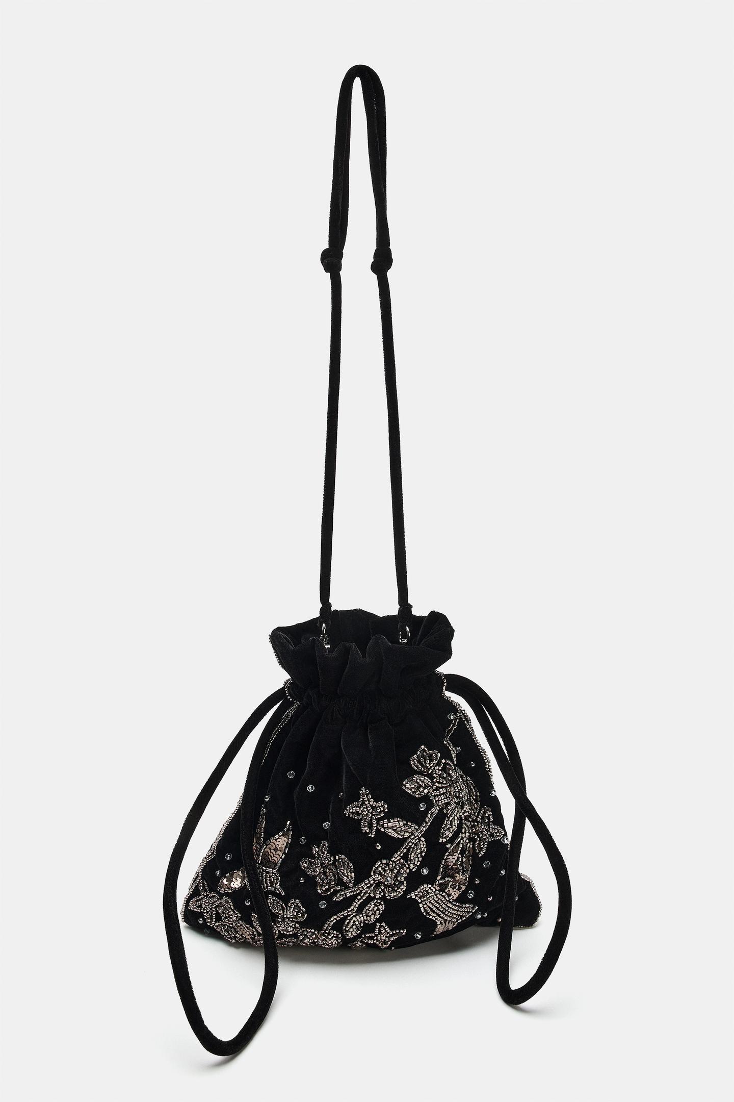 Женская сумка Zara Embroidered Mini, цвет: Чёрный — фото 4