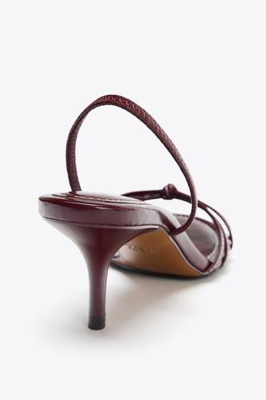 SANDALES À TALONS ET SURPIQÛRES - Bordeaux de Zara - Image 3