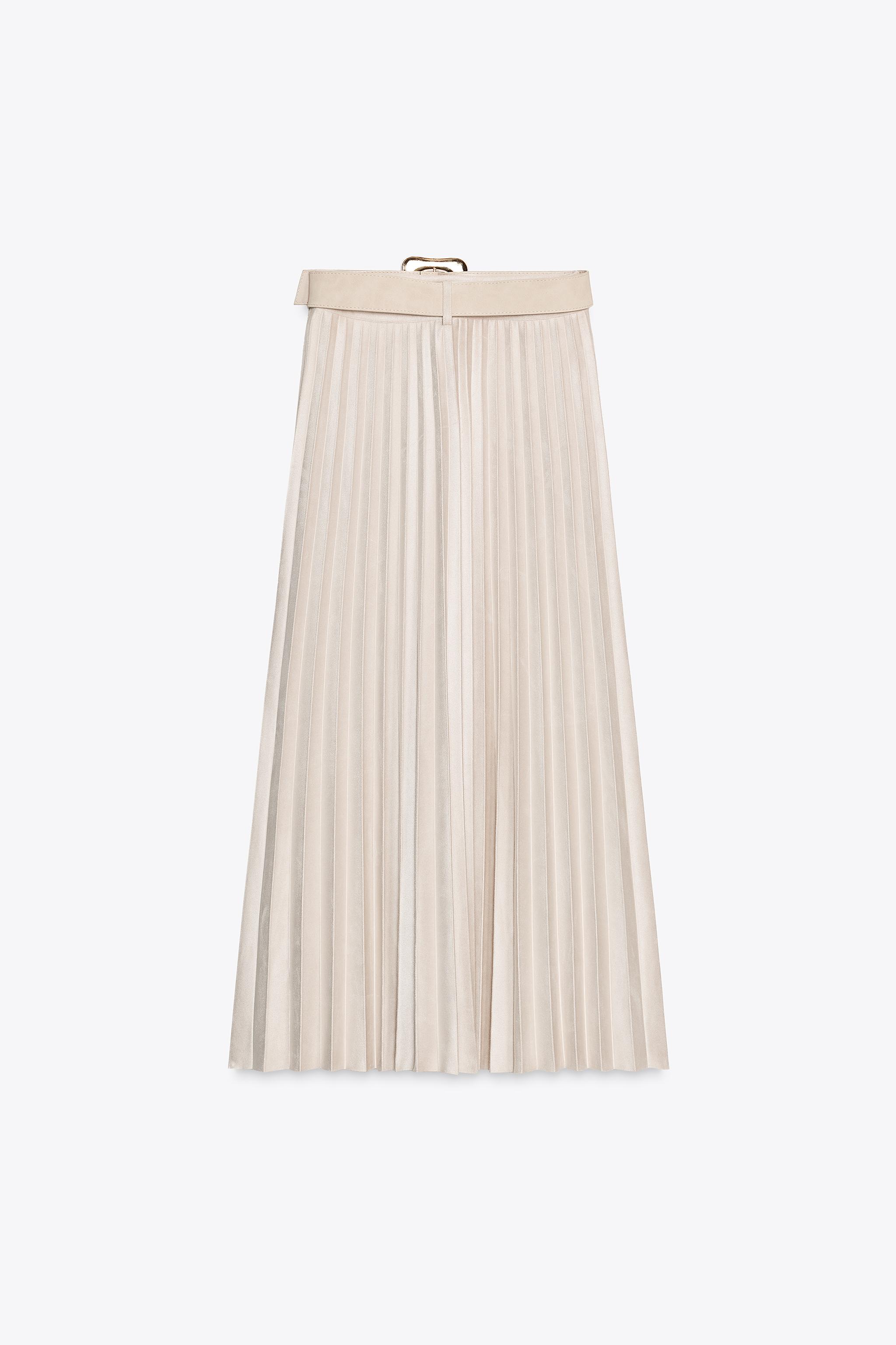 PLEATED SKIRT WITH BELT - Sand | ZARA South Africa