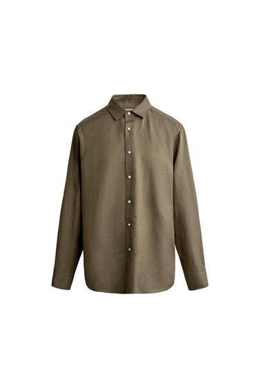 LINEN - LYOCELL REGULAR FIT SHIRT - Khaki by Zara