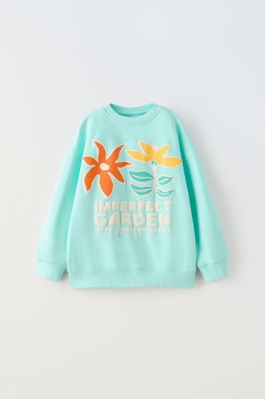 ТОЛСТОВКА С ЦВЕТКОМ — БИРЮЗОВЫЙ от Zara — изображение 0