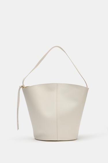 BOLSO DE HOMBRO PIEL - blanco de Zara