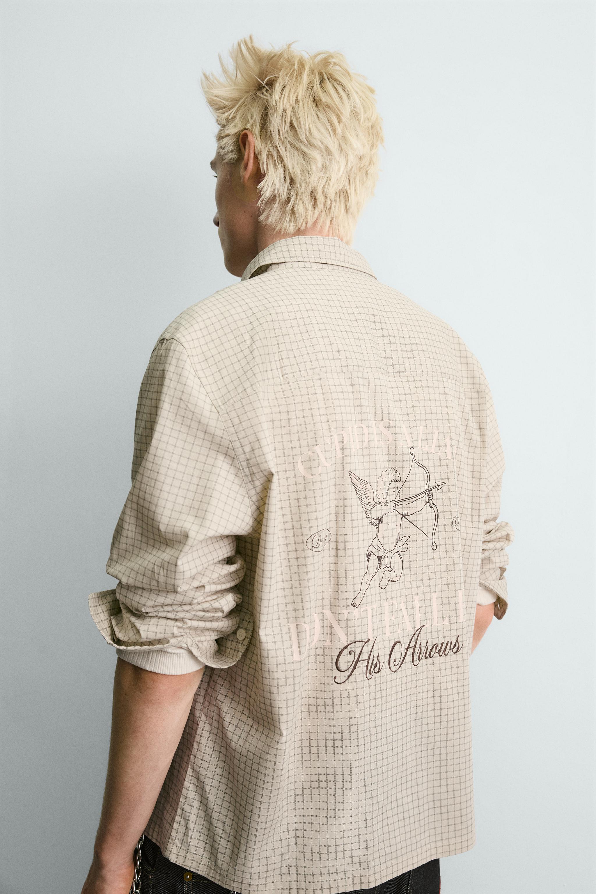 CHEMISE À CARREAUX IMPRIMÉ CUPIDON