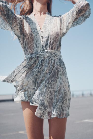 ANIMAL PRINT DRESS WITH METALLIC THREAD - Snake by Zara