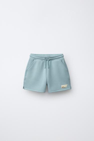 INTERLOCK BERMUDA SHORTS WITH LABEL - Light blue by Zara