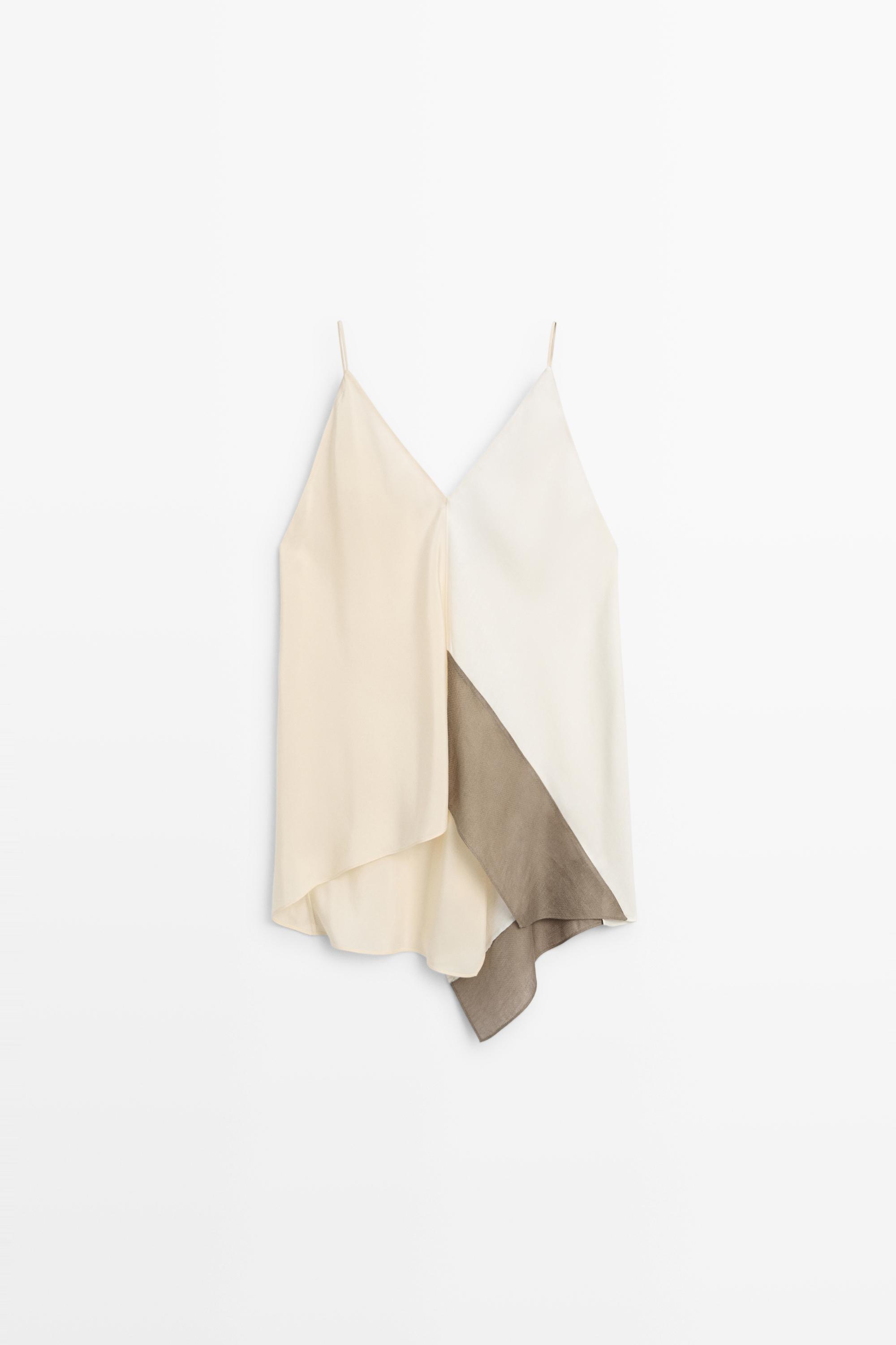 Top fluide asymétrique à fines bretelles