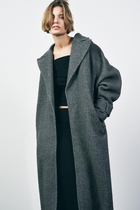 ZW COLLECTION ウール混紡コート - ホワイト/ グレー | ZARA Japan / 日本