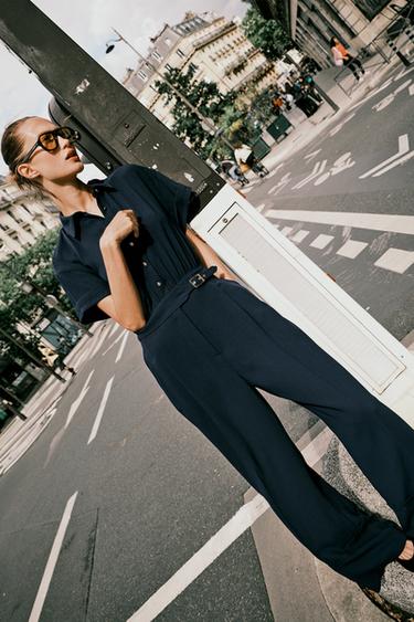 CREPE JUMPSUIT - Navy blue by Zara - Image 6