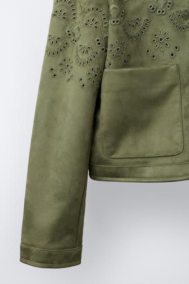 VESTE EFFET DAIM BRODERIES - Kaki de Zara - Image 5