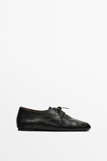Zara Soft leather lace-up shoe - Black - Image 0