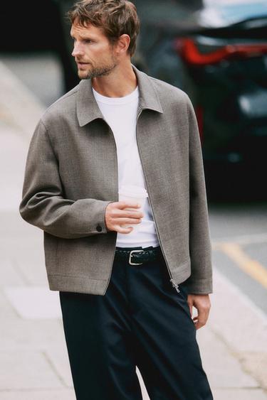 Zara 100% wool structured jacket - Gray green