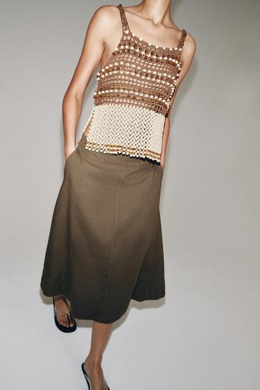 TOP EN MAILLE CROCHET À FANTAISIE - Beige de Zara - Image 4