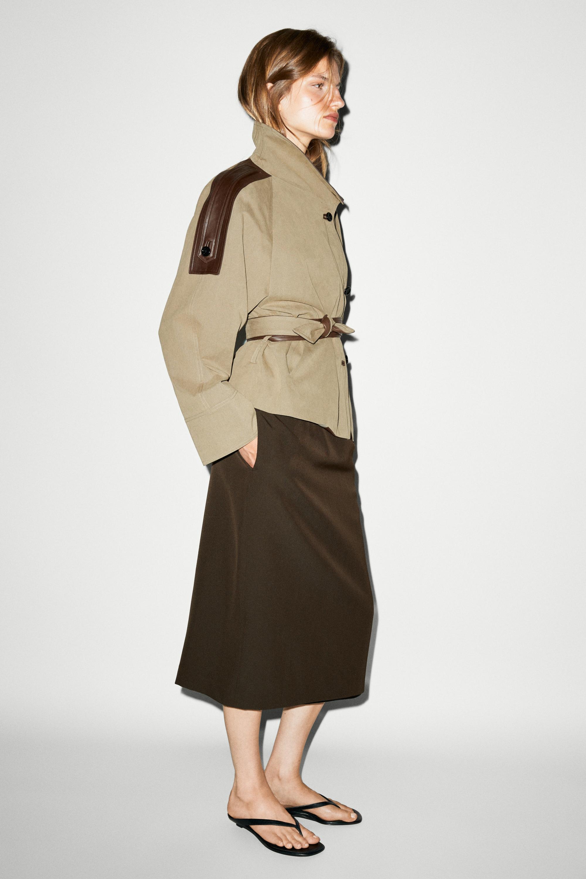 Straight wool blend midi skirt