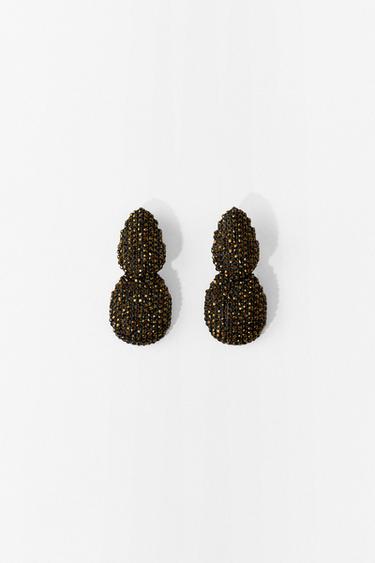 BOUCLES D'OREILLES DOUBLES BRILLANTES - Or vieilli de Zara