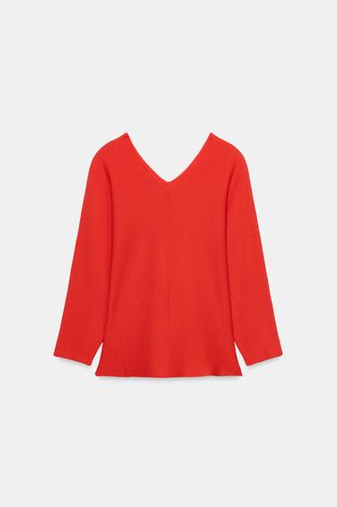 PULL EN MAILLE À MANCHES BALLON - Rouge vif de Zara - Image 8