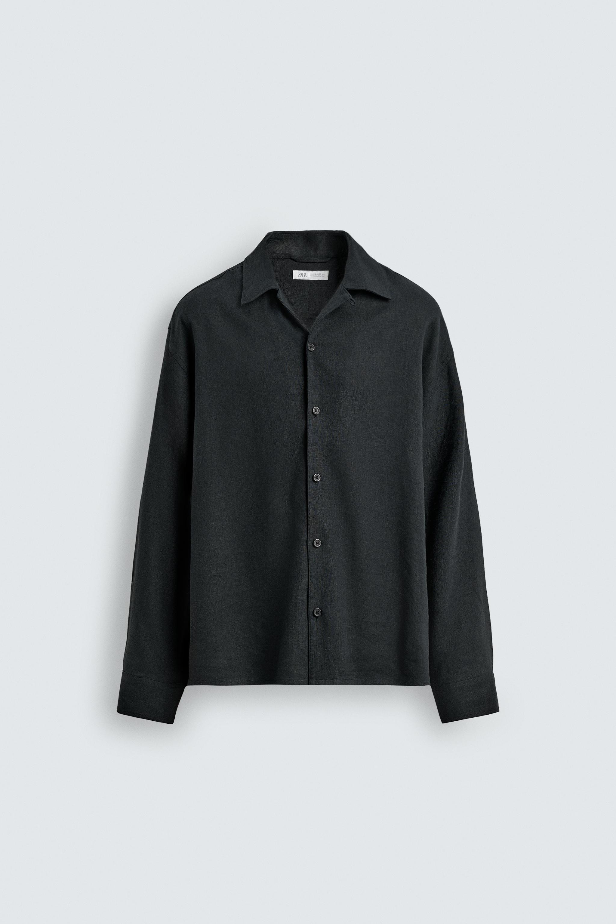 RELAXED FIT LINEN - VISCOSE SHIRT - Black | ZARA United States