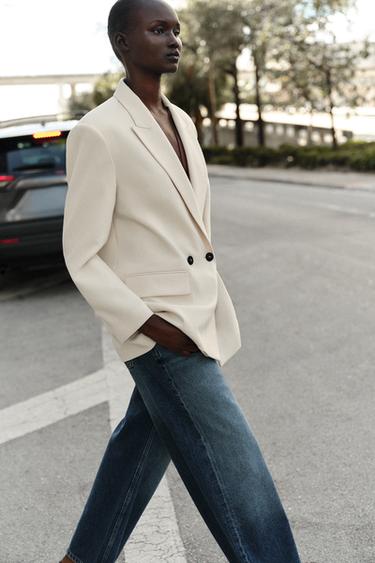 OVERSIZE DOUBLE-BREASTED BLAZER - Oyster-white by Zara