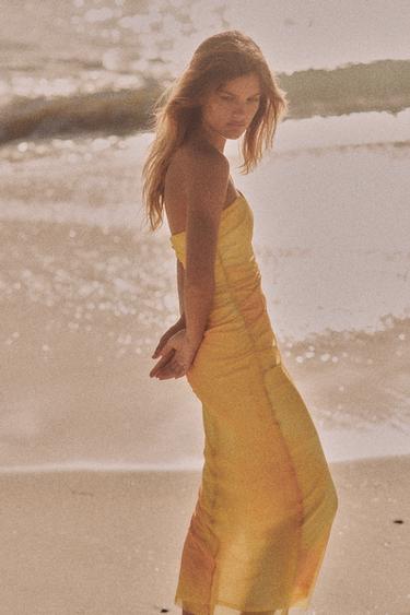 PRINTED TULLE STRAPLESS DRESS - TYEAMARILLO by Zara - Image 2