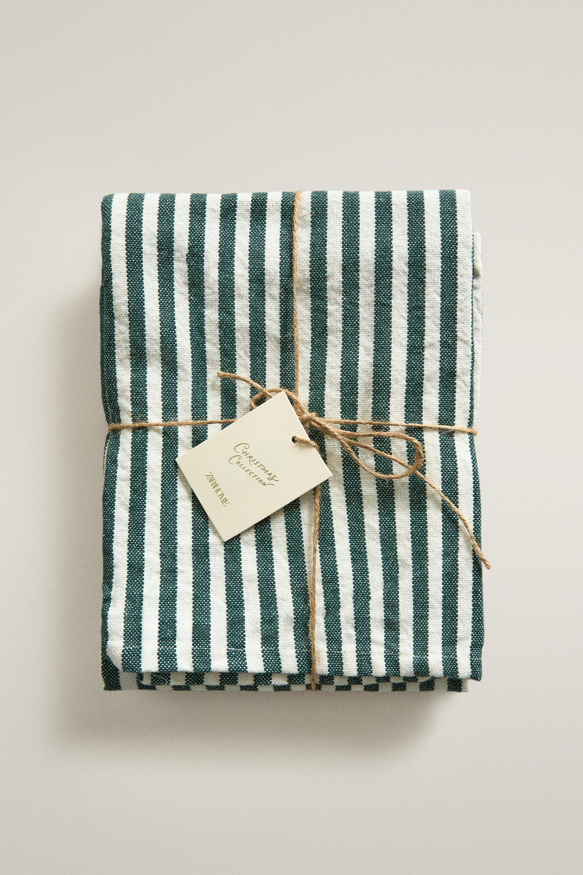 CHRISTMAS STRIPED WAFFLE KITCHEN TOWEL (PACK OF 2)