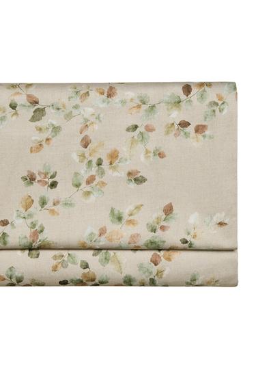 Zara SATEEN FLAT SHEET WITH LEAF PRINT - Light beige