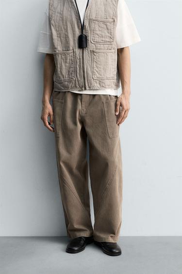 Zara RELAXED FIT CARGO PANTS - Mink