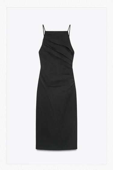 ZW COLLECTION DRAPED MIDI DRESS - Black by Zara