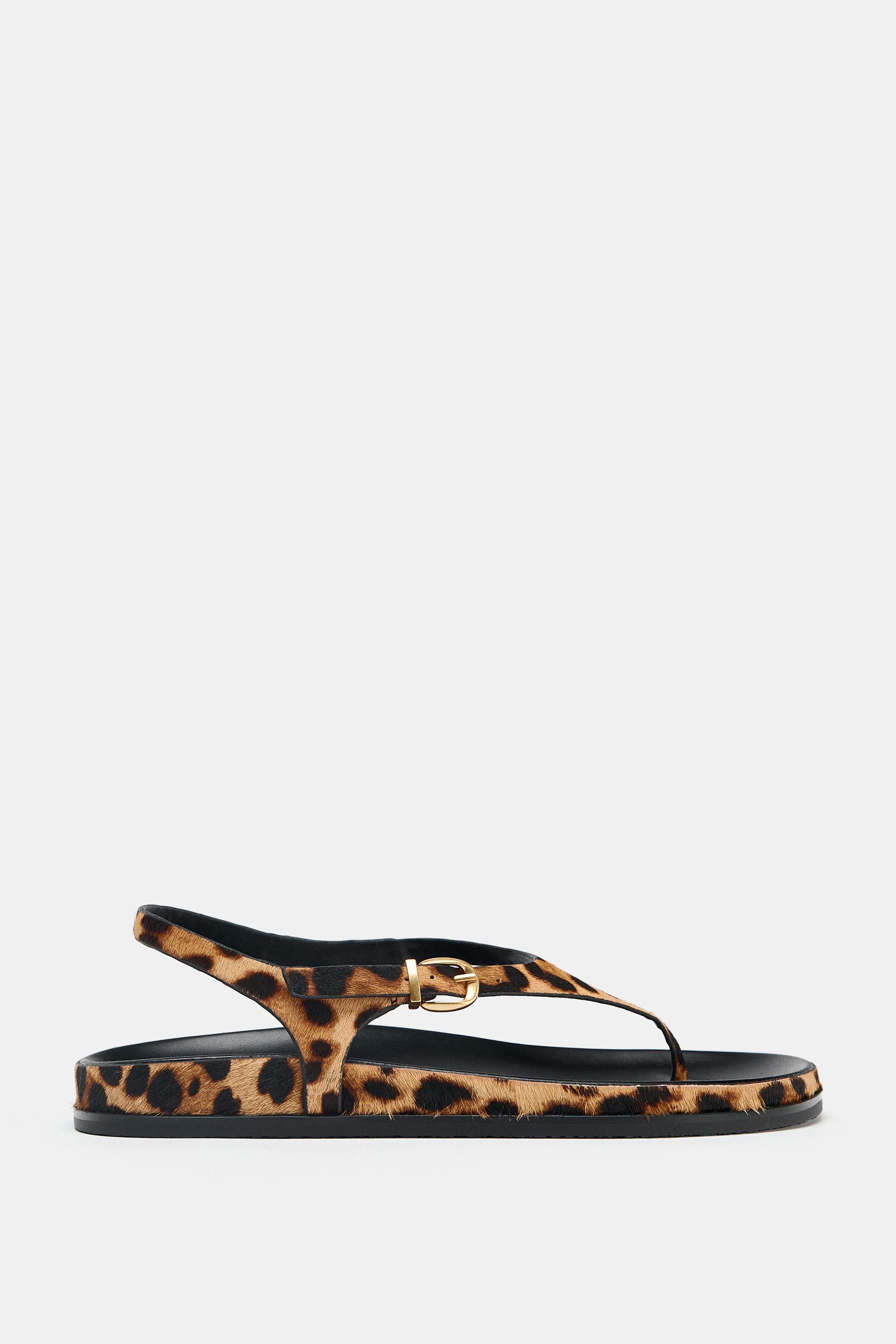 SANDALIA PIEL CON PELO ESTAMPADO ANIMAL Leopardo ZARA España