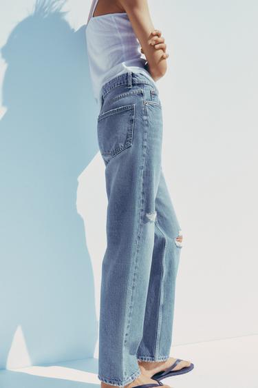 TRF RIPPED HIGH-WAIST MOM JEANS - Navy blue by Zara - Image 3