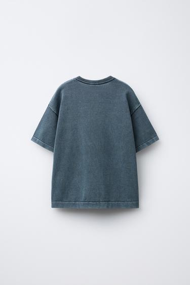 T-SHIRT DÉLAVÉ À L'ACIDE GRAFFITI - Gris de Zara - Image 1