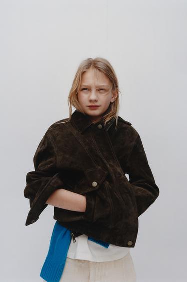 Zara 100% LEATHER JACKET - Chocolate