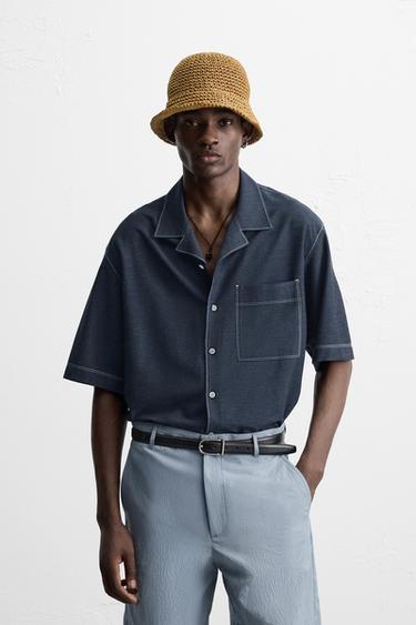 CONTRAST TOPSTITCHING SHIRT - Indigo by Zara