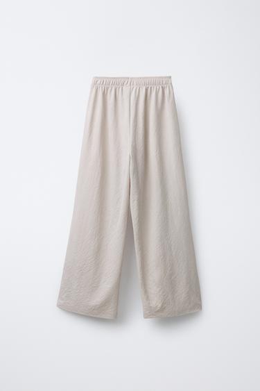 PANTALON WIDE LEG FLUIDE - Beige de Zara - Image 2