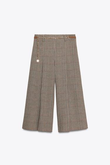 HOUNDSTOOTH LONG BERMUDA SHORTS WITH BELT - Multicoloured by Zara - Image 6