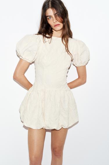 KURZES JACQUARDKLEID MIT BALLONFORM - Cremefarben von Zara - Bild 0